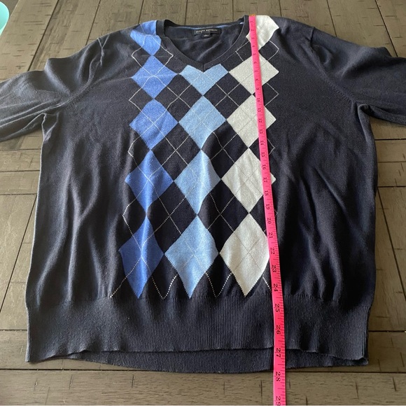 Banana Republic Men’s Blue V-Neck‎ Sweater with Argyle Pattern Size L - Picture 8 of 9